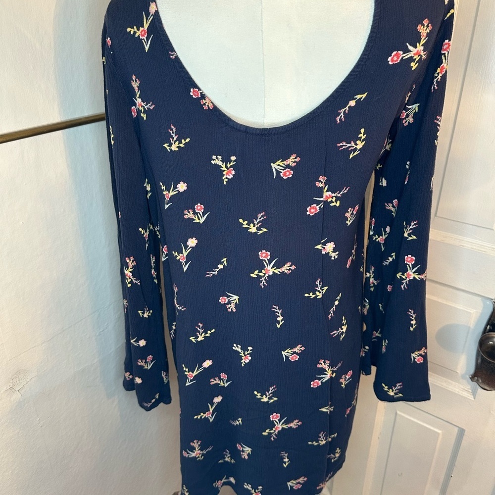 Roxy Navy Floral Long Sleeve Dress - Picture 2 of 5